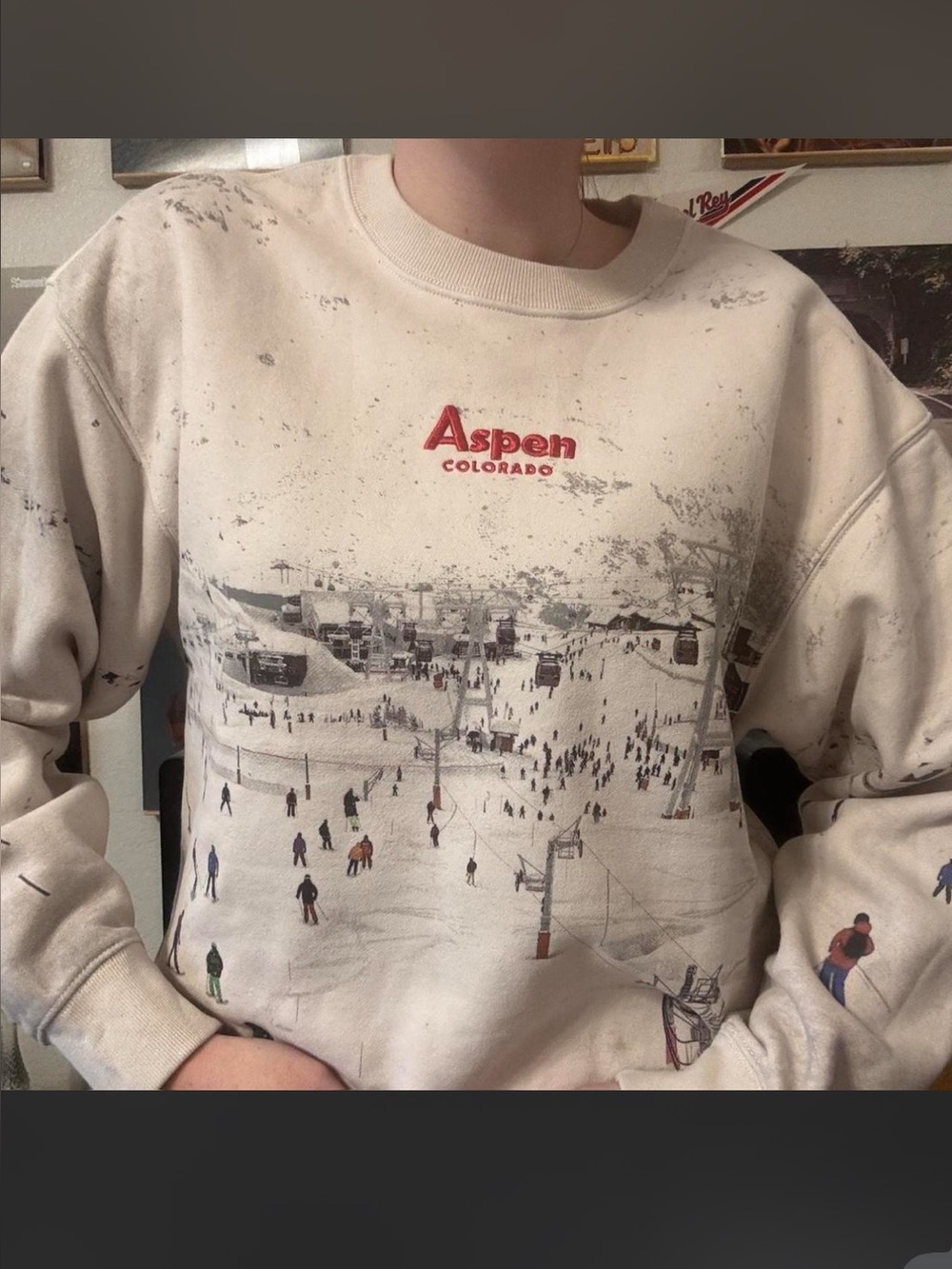 Abercrombie & Fitch Cream Aspen Colorado Graphic Crewneck